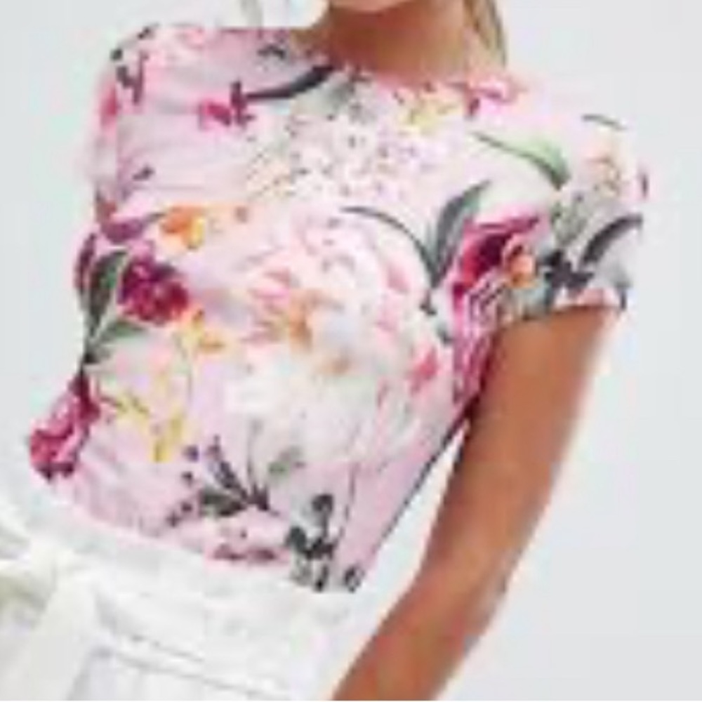NWOT Ted Baker Sequins Floral Zipp Closure Short Sleeve Mesh Full Lined …